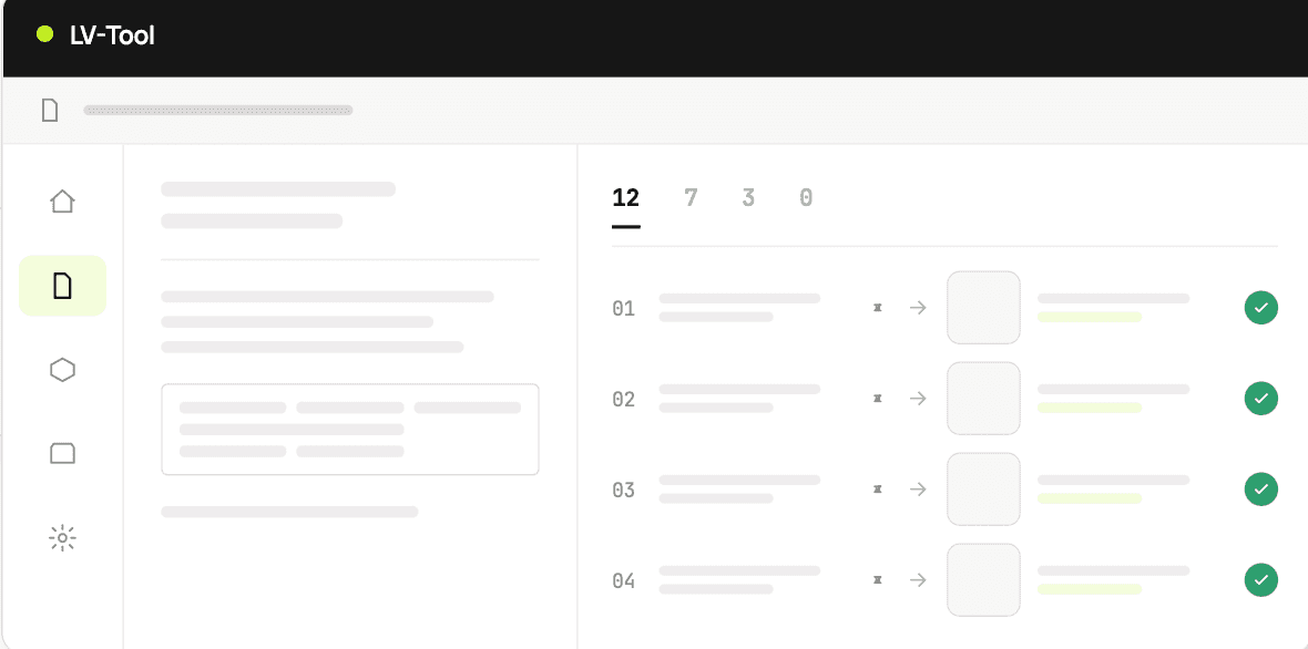Oberfläche des LV-Tools: Positionen eines Leistungsverzeichnisses werden Produkten zugeordnet